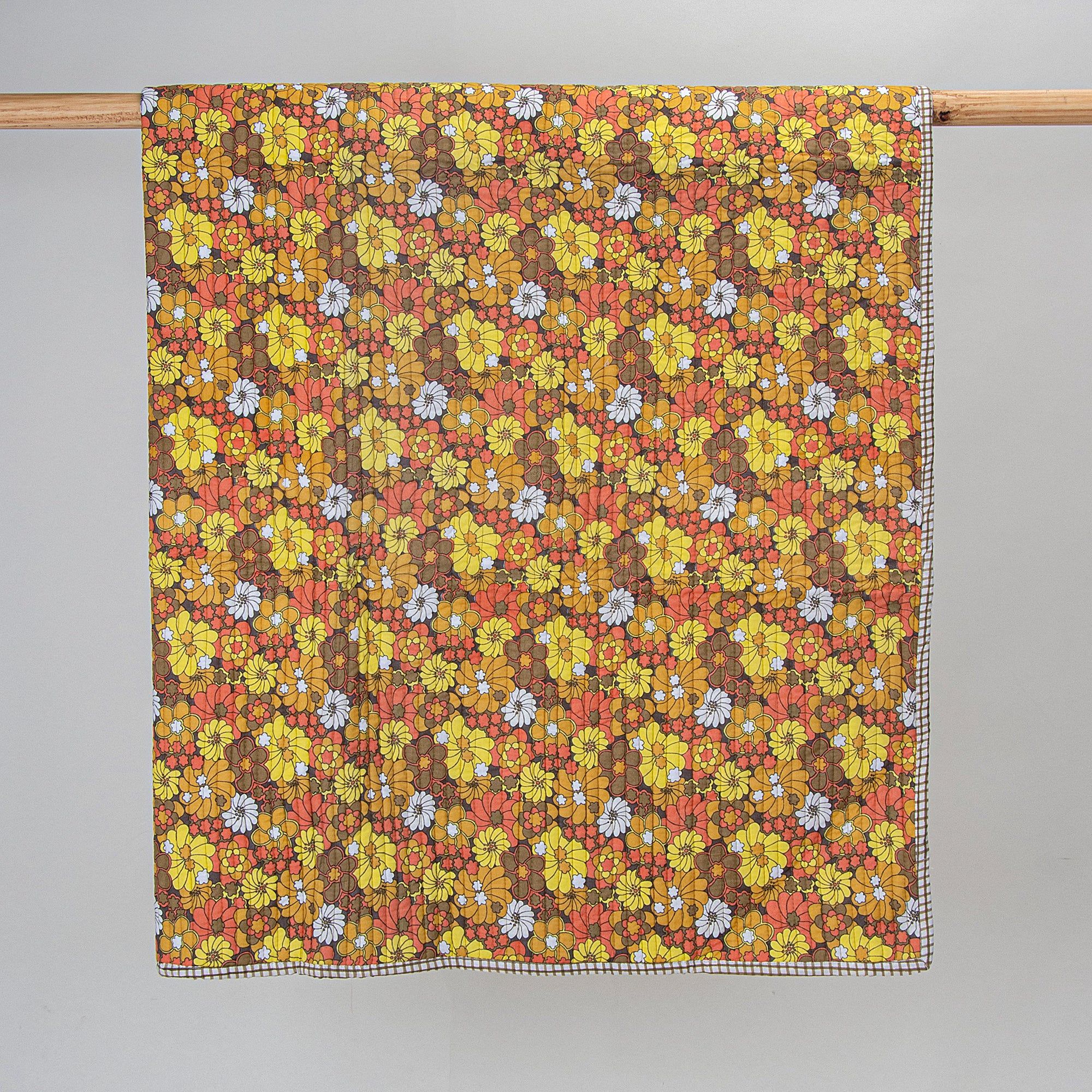 Multi Floral Hand Block Printed Reversible Cotton Baby Blankets 124